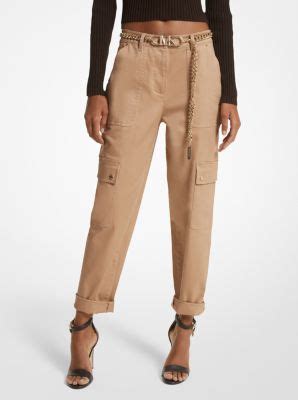 michael kors olive green cotton cargo pants|Stretch Organic Cotton Wide.